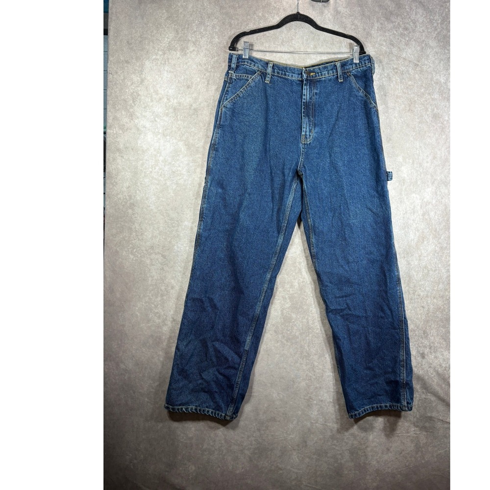 RK Brand Carpenter Jeans Mens Size 38x32 Blue Denim Utility Work Pants Loose Fit
